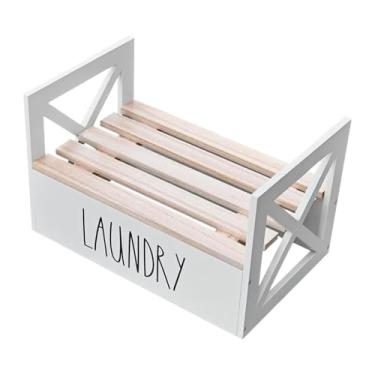 Imagem de Ioensy Organizador de detergente para roupas Suporte para detergentes Antiderrapante Decoração para casa Madeira Estável Área de lavagem Organizador de, Branco