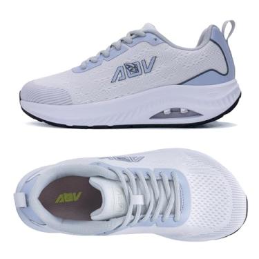 Imagem de F FEESUR Tênis feminino com bico largo, suporte de arco, tênis ortopédico largo para fascite plantar, Cinza branco, 10 Wide