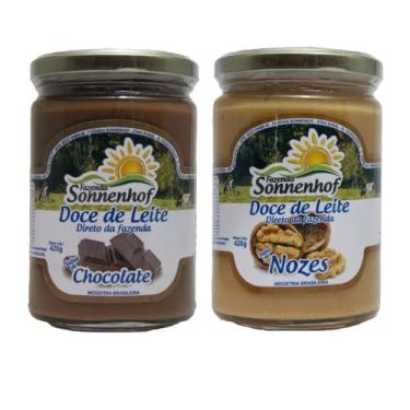 Imagem de Doce de Leite Cremoso Pastoso - 1 com Chocolate + 1 com Nozes 420g cada - Fazenda Sonnenhof
