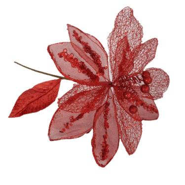 Imagem de Flor Artificial Natalina Poinsétia Vermelha 63cm 63cm