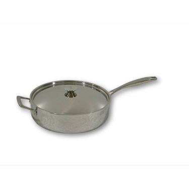 Imagem de Frigideira Panela Caçarola Rasa 30cm Trix Corpo Triplo Aço Inox Alto Brilho + Tampa Inox