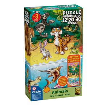 Imagem de Puzzle Progressivo 12, 20 E 30 Peças - Grow - Animais