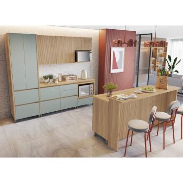 Imagem de Cozinha 8 Peças 8 Portas 12 Gavetas Forno Ilha Rainha 100% Mdf Nature-verde