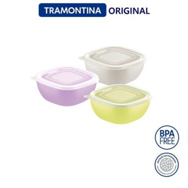 Imagem de Pote Tramontina MixColor com Tampa Transparente - 600 ml - 3 peças