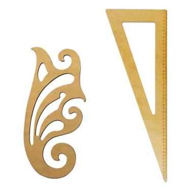 Imagem de 02 Réguas Corte Costura Modelagem Curva Francesa Esquadro - LAPIDARE