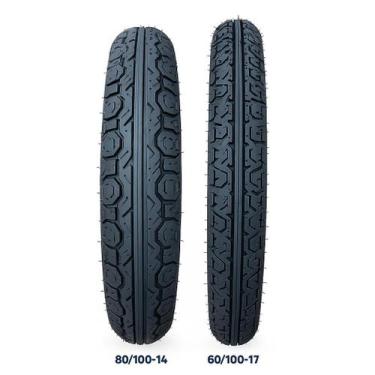 Imagem de Kit Pneus 80/100-14 + 60/100-17 Biz 125 Pop 110i Elite 125 - Black Tyr