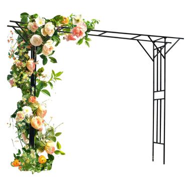Imagem de SIUING Arco De Treliça Jardim - 140,7" Lx 106" H, Tamanho Grande, Plano, Para Casamento, Tubo Aço Galvanizado Revestido Com Plástico (Preto)