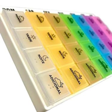 Imagem de Porta Comprimido 18x11x2,5cm Portátil 28 Compartimento Viagem Medicamento Organizador Semanal (1)