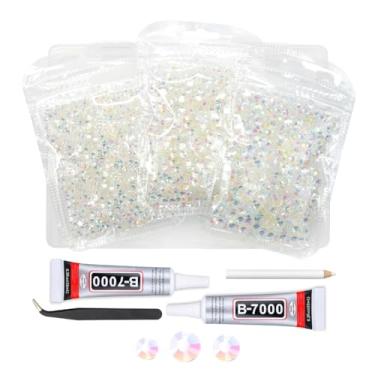 Imagem de qiipii Strass De Resina Transparente Ab Com Cola B7000 Para Joias Artesanato Deslumbrante 3 Mm 4 5 Pedras Gelatina Lisas E Brancas Transparentes Diamantes A Granel Unhas Rosto Olhos Maquiagem Copos