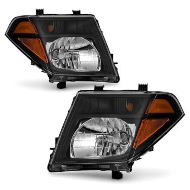 Imagem de AXLAHA Conjunto de farol para Nissan Frontier 2005 2006 2007 2008/2005 2006 2007 Pathfinder Preto lado do motorista e do passageiro