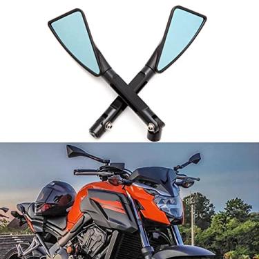 Imagem de JMTBNO Espelho universal CNC para guidão de motocicleta de 8 mm, 10 mm, espelhos retrovisores laterais de motocicleta para bicicleta esportiva de rua, bicicleta suja, cruiser, chopper, scooter (preto)