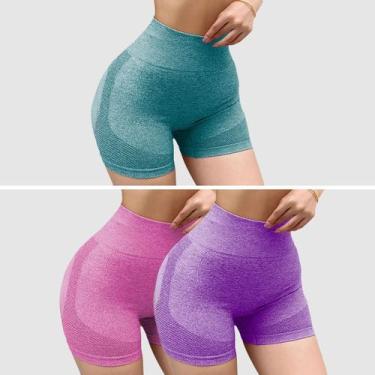 Imagem de Kit 3 Shorts Feminino Fitness Empina Bumbum Academia Lançamento  2025 