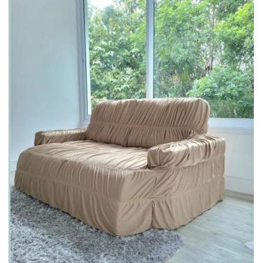 Imagem de Capa de sofá retrátil 2 lugares Extensível Reclinável  Bcapas, Bege