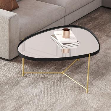Imagem de Mesa de Centro Orgânica Alamanda com Espelho Preto/Dourado - Jb Bechara