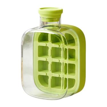 Imagem de Bandeja portátil para cubos de gelo com botão de liberação e molde de silicone à prova de vazamento – Máquina de gelo reutilizável de 500 ml (verde, 500 ml)