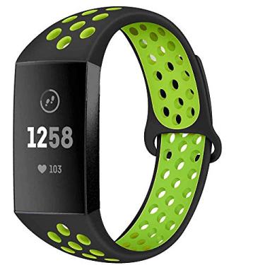 Imagem de BATINY Bands Compatível com Fitbit Charge 4 / Charge 3 / Charge 3 SE Bands, Pulseiras masculinas e femininas de silicone extra grande, alças de substituição macias de camada dupla híbrida esportiva, Black/Grey, Small(6.4"- 8.3")