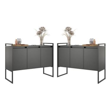 Imagem de Buffet Industrial 3 Portas Preto Conjunto 2 Unidades
