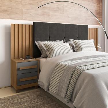 Imagem de Cabeceira Para Cama Box Vicenza Casal Queen King MDF Grafite Casa H
