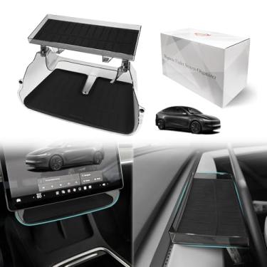 Imagem de BestEvMod Armazenamento sob a tela compatível com o novo 2025 2026 Tesla Model Y Juniper Acessórios ímã Instalar sem necessidade de fita atrás/painel inferior organizador de papel (Preto)