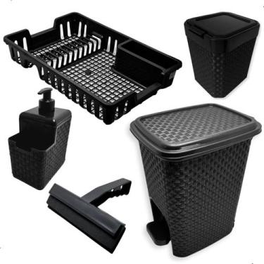 Imagem de Organizador Pia Porta Detergente Lixeira Rodo Escorredor 5pç - Arqplas