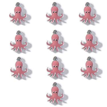 Imagem de Gierzijia 10 peças de pingentes de polvo para fabricação de joias, pingentes de polvo de desenho animado esmaltado para brinco, colar, pulseira, chaveiro, suprimentos de artesanato, acessórios para