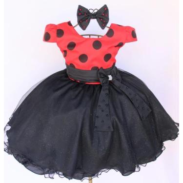 Imagem de Vestido Infantil  Para Festa Joaninha Poa Luxo E Tiara - festa luxo, 3