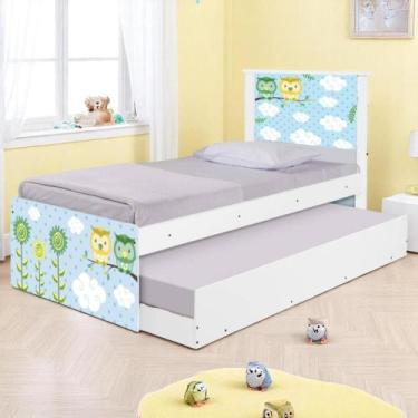 Imagem de Bicama Juvenil com Cabeceira Adesivada Corujinhas - Kids Mobili