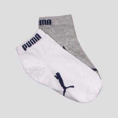 Imagem de Kit Meia Puma Sapatilha 2 Pares Infantil Cinza e Branca, 17-20