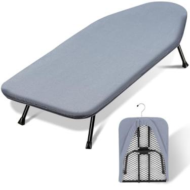 Imagem de SheeChung Tábua de passar roupa pequena de mesa 30 x 81 cm, mini tábua de passar com tampa resistente ao calor e almofada grossa, tábua de ferro dobrável com economia de espaço com pés antiderrapantes