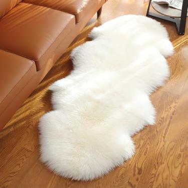 Imagem de WL&ALLEN Tapete de pele de carneiro genuína 100% lã de ovelha da Nova Zelândia | Pele única e meia 6 x 1,8 m, branco marfim