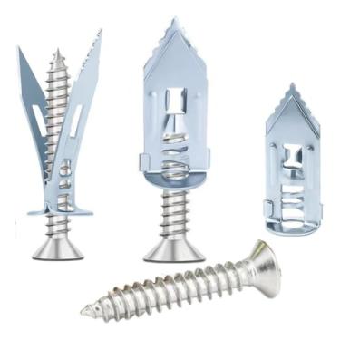 Imagem de TOOMYAUTO Kit de âncora de drywall autoperfurante, 80 peças, âncoras de parede de expansão de aço carbono (0,47 x 1,18 polegadas) com parafuso autorroscante resistente, fácil aplicação sem broca ou