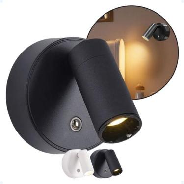 Imagem de Arandela Cabeceira LED Recarregável USB Magnética Interna - Hxt, Preto