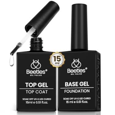 Imagem de beetles Gel Polish Conjunto De Base E Top Coat Em No Wipe, 2 Peças, 15 Ml - Superbrilhante Duradouro, Para Design Artístico Unhas Com Lâmpada Led Soak Off