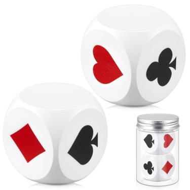 Imagem de Seenelling 2 Pcs Wooden Marker Dice with Storage Box Big Size 1.57''(4cm) Ace Indicator Wooden Suit Dice Cube Clear Prints Euchre Cube Great Gift for Euchre Poker Cards Game (White)