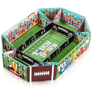 Imagem de Tiangrid 1 kit de suprimentos de festa de futebol, grande bandeja de papel de futebol, bandeja descartável, para servir lanches, porta traseira, aniversário, esportes, decoração de festa e