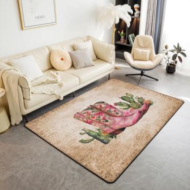 Imagem de jejeloiu Tapete de área de botas de vaqueira rosa 7 x 12 cm, asteca ocidental, para quarto, para crianças, meninos, meninas, decoração de cacto, caubói selvagem, vintage, rústico, boho, decoração