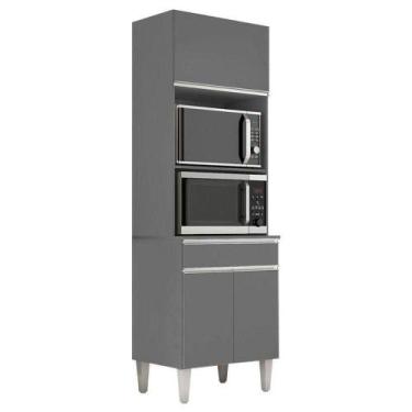 Imagem de Armário Paneleiro Torre Quente 2 Fornos Andréia Cinza Fosco - Ajl - AJ