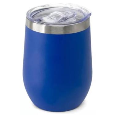 Imagem de Copo Térmico Inox Cuia 360ml, Parede Dupla, Tampa Antivazamento, Conservação 12h, Diversas Cores (Azul)