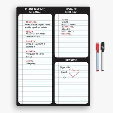 Imagem de Mega Planner Lousa Magnética Para Geladeira e Superfície Metfálica Com 2 Canetas Com Ímã - Recados Anotações Lembrete Agenda Decoração