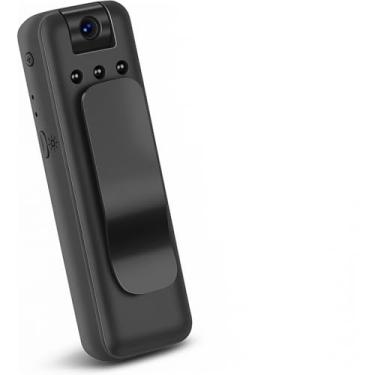 Imagem de Câmera de Vigilância Portátil, HD 1080P, WiFi, Visualização Remota, Clipe Traseiro, Gravação de Vídeo, Preta