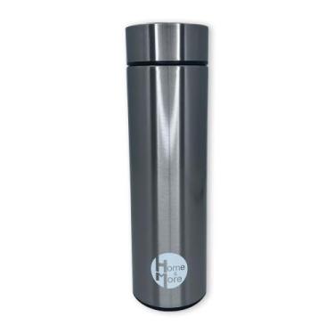 Imagem de Garrafa Térmica de Aço Inox, 500ml, Cinza, com Infusor e Sensor de Temperatura, 23cm x 6,5cm