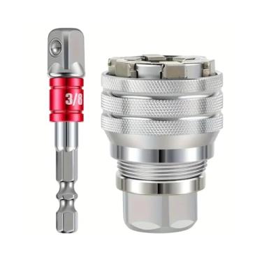 Imagem de Chave Soquete Universal Ajustável 10-19mm com Adaptador para Broca, Encaixe Quadrado 3/8 Polegadas, Ferramenta Rotatória para Carro, Moto e Oficina
