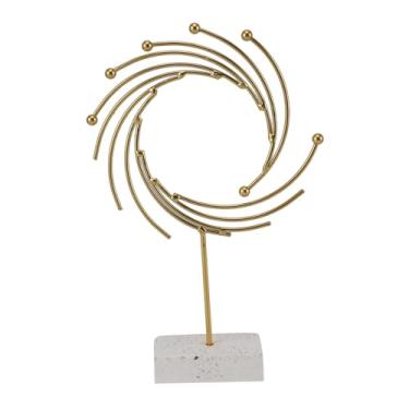 Imagem de YOUTHINK Escultura Abstrata de Metal Abstrata Luxuosa, Decoração de Mesa Feita à Mão Com Base de Mármore, para Escritórios de Estudos de Salas de Estar (7129C-08)