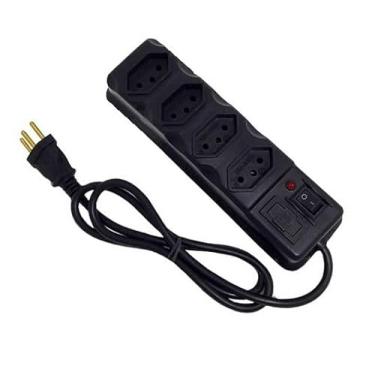Imagem de Filtro de linha com 4 Tomadas 2P+T 10A – Lider Plus -Cabo PP 3x0,75m – 250V Bivolt com 1M – com interruptor Cor Preta