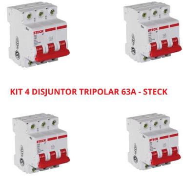 Imagem de Kit 4 disjuntor tripolar 63a - steck