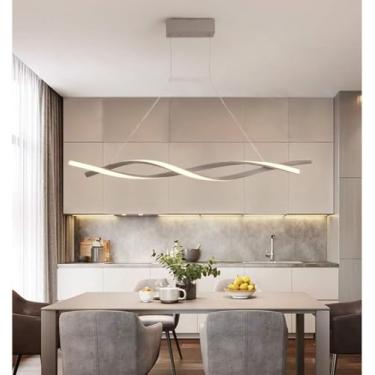 Imagem de Led 2 Luzes Pendente Luz Linear Torcida Lustre Moderno Criativo Pendurado Lâmpada Iluminação Decorativa Para Sala De Estar Quarto Restaurante, Grey Warm, 100cm