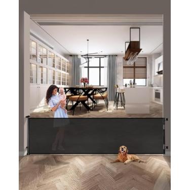 Imagem de Portões retráteis para bebês de 299 cm, grandes aberturas retráteis para cães, portões retráteis extra grandes, portão de escada retrátil extra grande para ambientes internos e externos