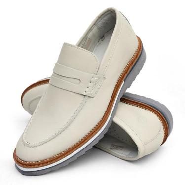 Imagem de Sapato Mocassim Loafer couro Legítimo Artesanal - Mr Light, Off white,