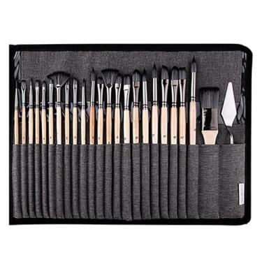 Imagem de Conjunto de pincéis de acrílico com bolsa de lona, 25 pincéis de cerdas de nylon para modelagem, arte, acrílico, aquarela, pintura a óleo e guache, pintura rupestre, arte de unhas faciais, detalhes em