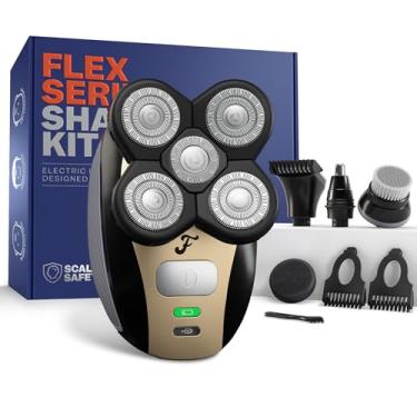 Imagem de FREEDOM GROOMING Barbeador de cabelo com cabeça elétrica, série Flex, cabeças rotativas substituíveis, cortadores impermeáveis a seco/molhado, USB sem fio recarregável, Ultimate Skull